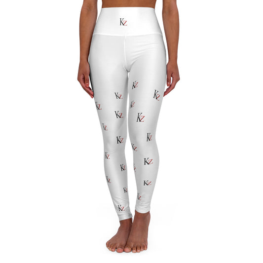 High Waisted  KZ monogram Leggings (white)) For an optimal fit, check out the KZ monogram Leggings. Crafted with stretchy fabric, these leggings feature a high-waisted and slim fit. Plus, the iconic Kalent Zaiz logo is featured around the waistband.