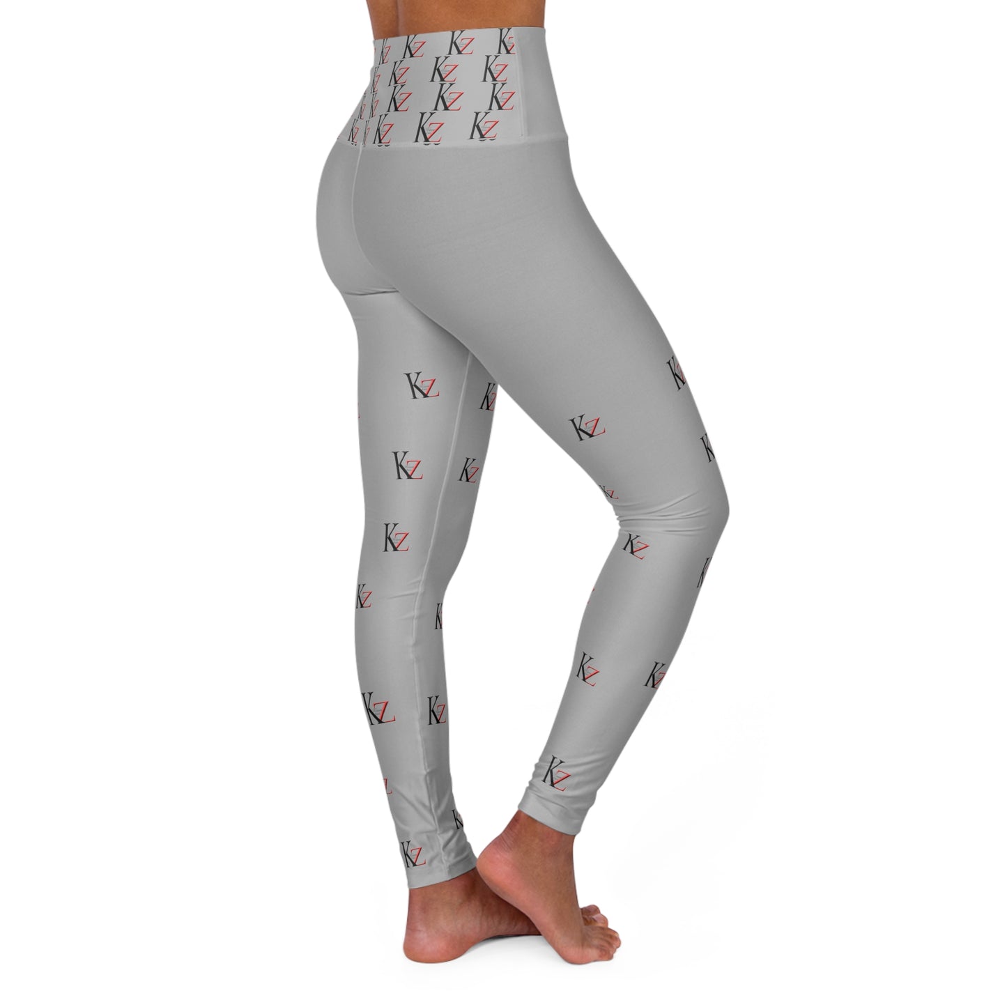 High Waisted KZ monogram Leggings (Light Gray)) For an optimal fit, check out the KZ monogram Leggings. Crafted with stretchy fabric, these leggings feature a high-waisted and slim fit. Plus, the iconic Kalent Zaiz logo is featured around the waistband.