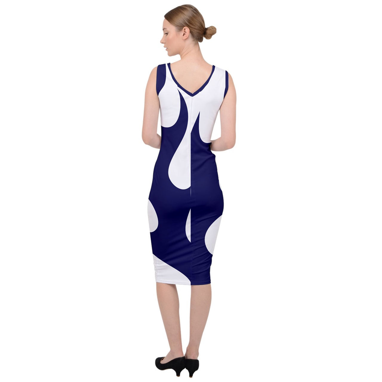 Blue Shadows Sleeveless Pencil Dress/ Back Slit Sheath Dress. Blue Shadows Sleeveless Pencil Dress/ Back Slit Sheath Dress. A modern classic flatters your silhouette, our sheath steps out with a sleek back slit. Limerick neck. Sleeveless.