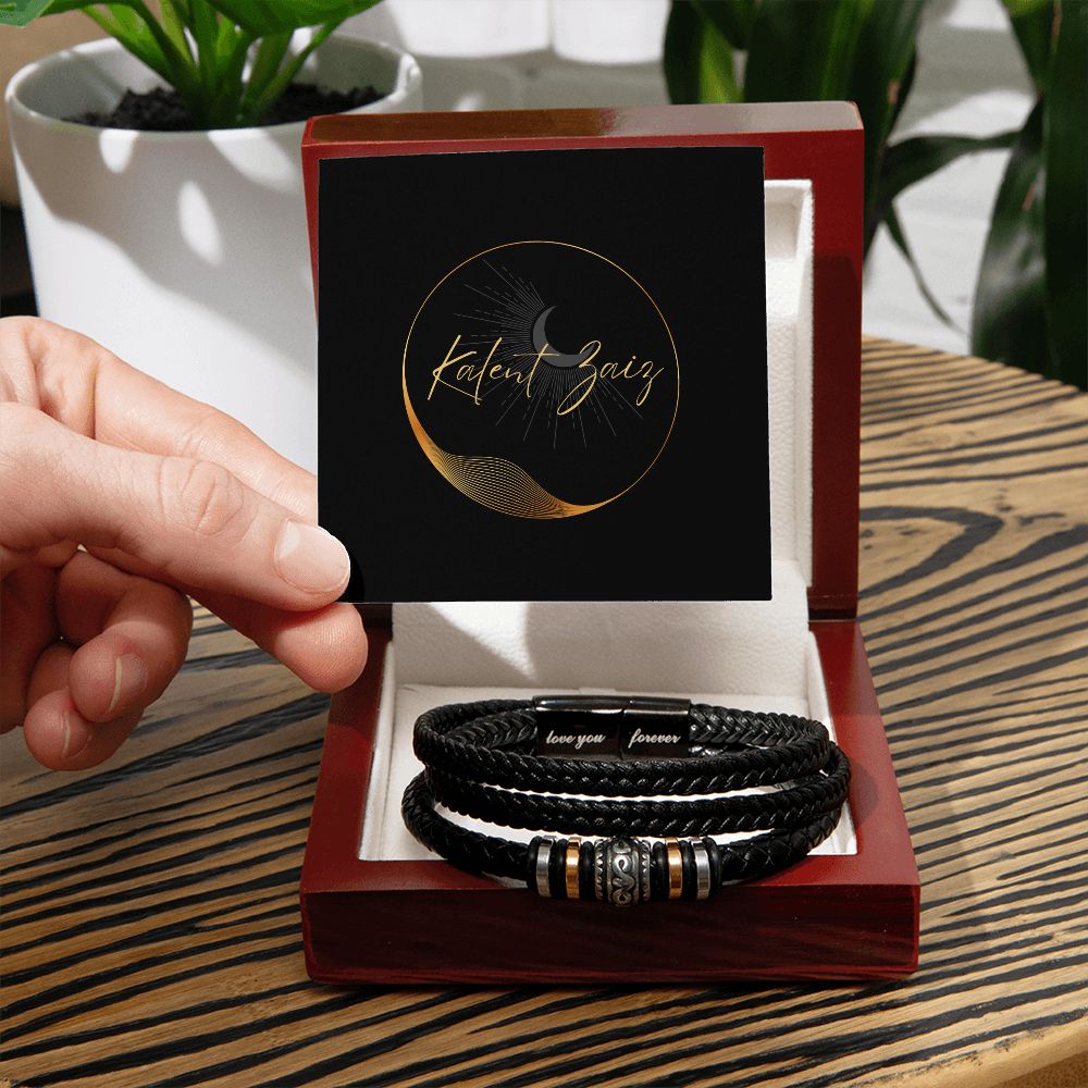 Are you looking for a gift as special as the man in your life? Then this Men's "Love You Forever" Bracelet is perfect! Engraved with a heartfelt message, this gift is great for birthdays, anniversaries, or just a thoughtful way to say "I love you". It's not just an accessory; it's a daily reminder of your love and appreciation. Whether it's your son, husband, or any deserving guy, this bracelet will have them grinning from ear to ear while rocking some serious style.