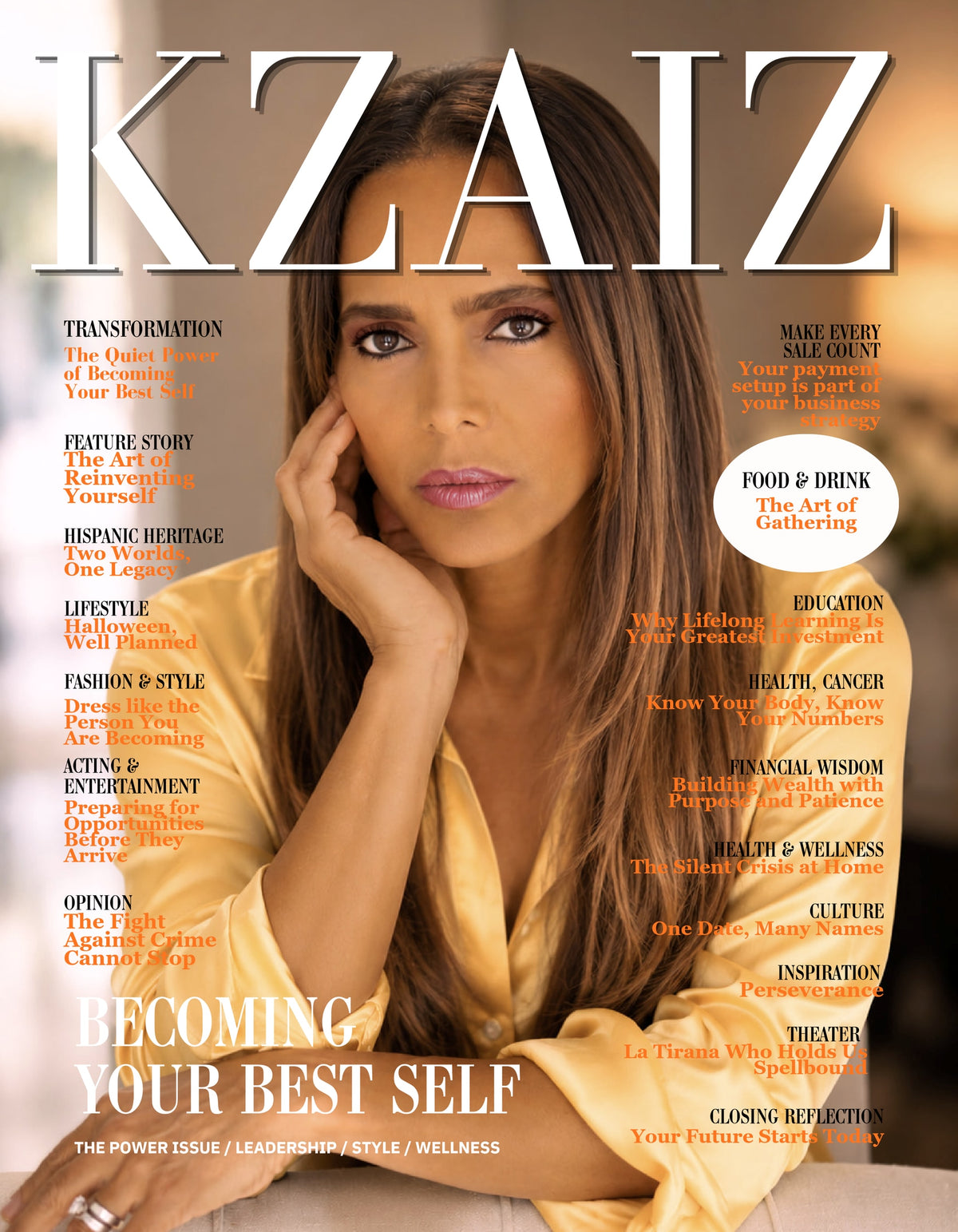 KZAIZ Magazine cover: Becoming Your Best Self, The Power Issue, leadership, style, wellness