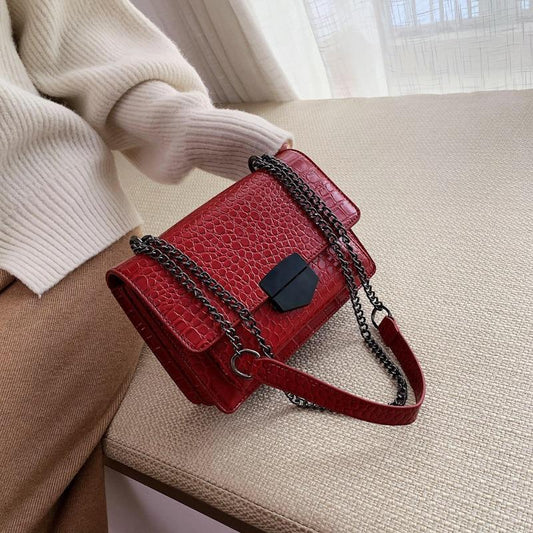 Vintage Crocodile Pattern Chain Women's Shoulder Crossbody Bags Fashion Ladies Messenger Bag