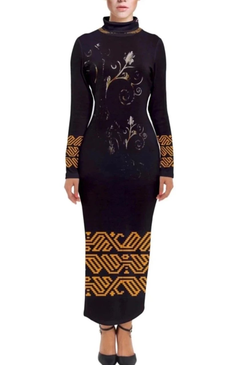 Kalent Zaiz Turtleneck Black Winter Dress