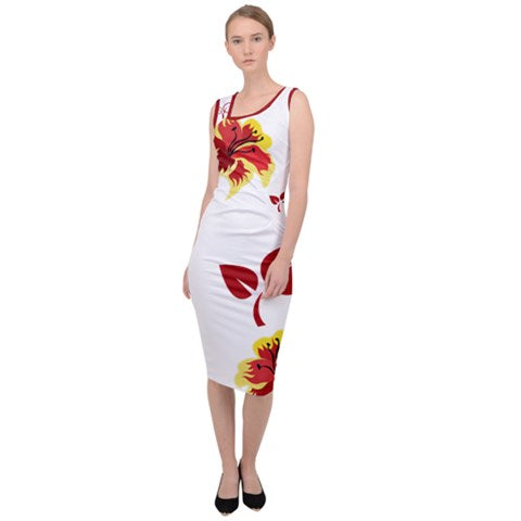 Kalent Zaiz (White Flower) Sleeveless Pencil Dress