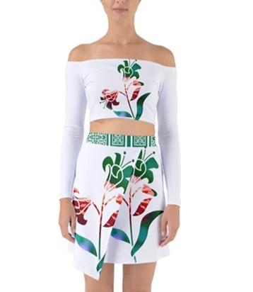 Kalent Zaiz Shoulder Topless Skirt Set