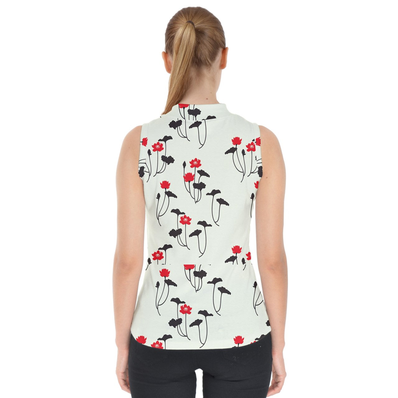 Flower Mock Neck Shell Top