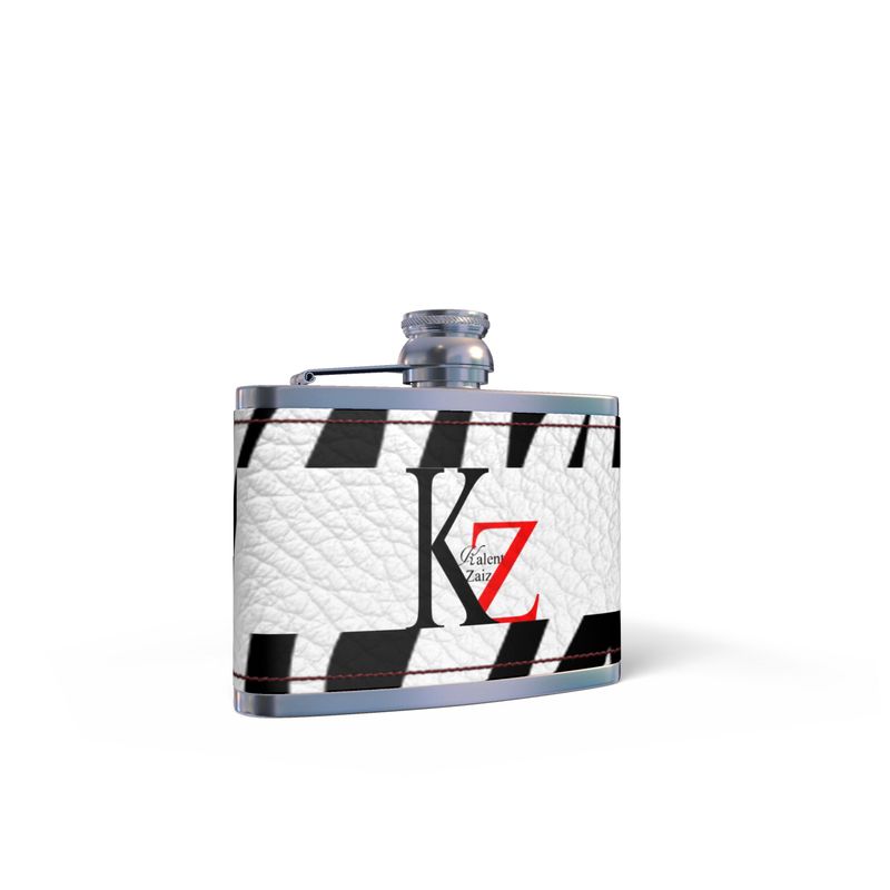 KZ Monogram Leather Wrapped Hip Flask
