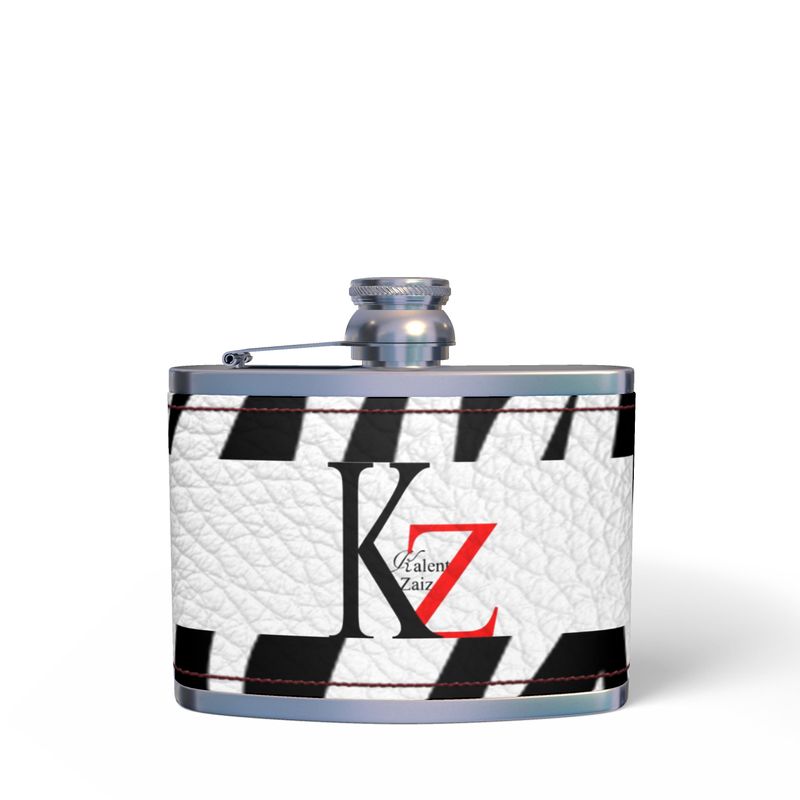 KZ Monogram Leather Wrapped Hip Flask