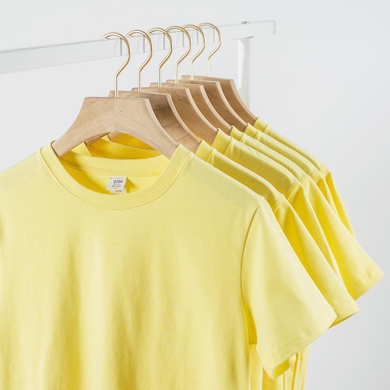 270g iris yellow cotton t-shirt men's short sleeve loose fitting men's new spring and summer 2020