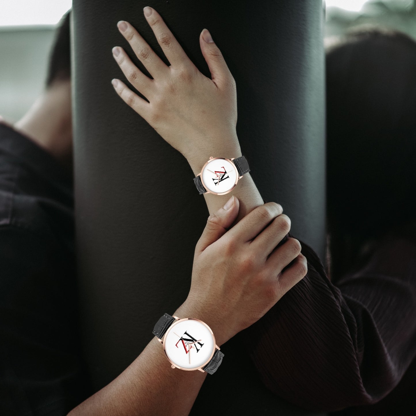 Kalent Zaiz Quartz Watch Black Leather