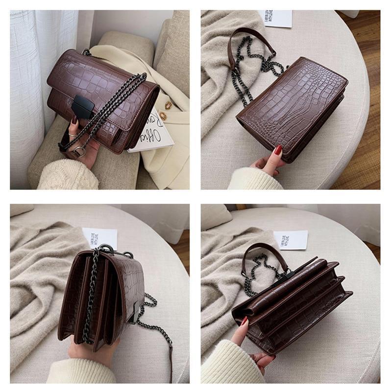 Vintage Crocodile Pattern Chain Women's Shoulder Crossbody Bags Fashion Ladies Messenger Bag