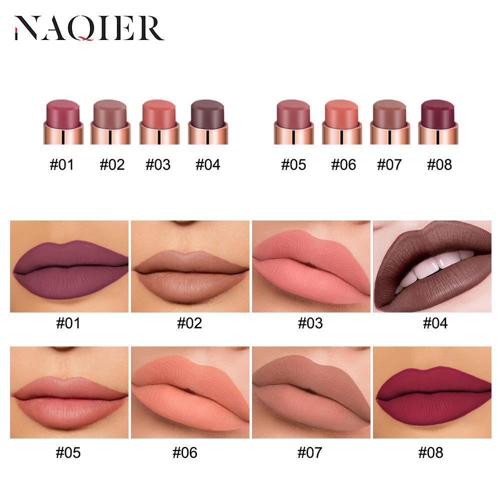 NAQIER 8 Colors Matte Lipstick Makeup maquiagem Waterproof Long-lasting utritious Liquid Velvet Nude lip stick Cosmetic