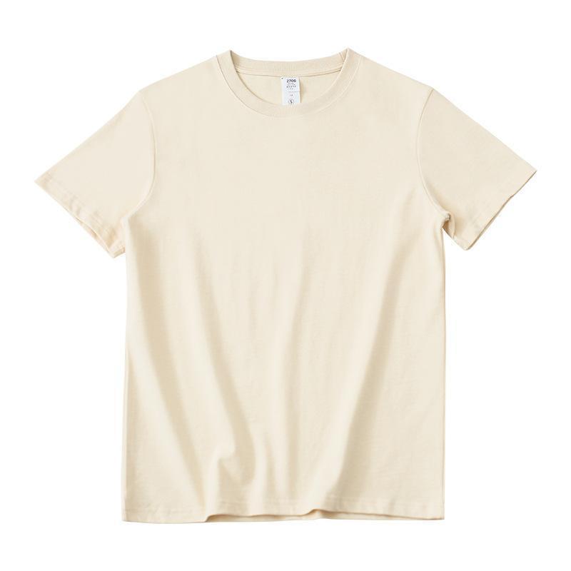 270g meter apricot 2020 cotton short sleeve T-shirt for men's spring and summer Korean men's wear