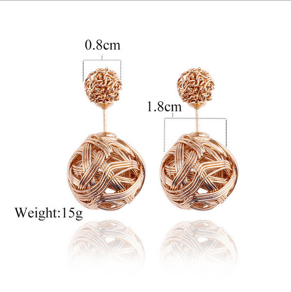 E032 Explosion models foreign trade earrings metal winding tangled irregular earrings