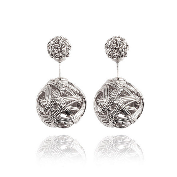 E032 Explosion models foreign trade earrings metal winding tangled irregular earrings