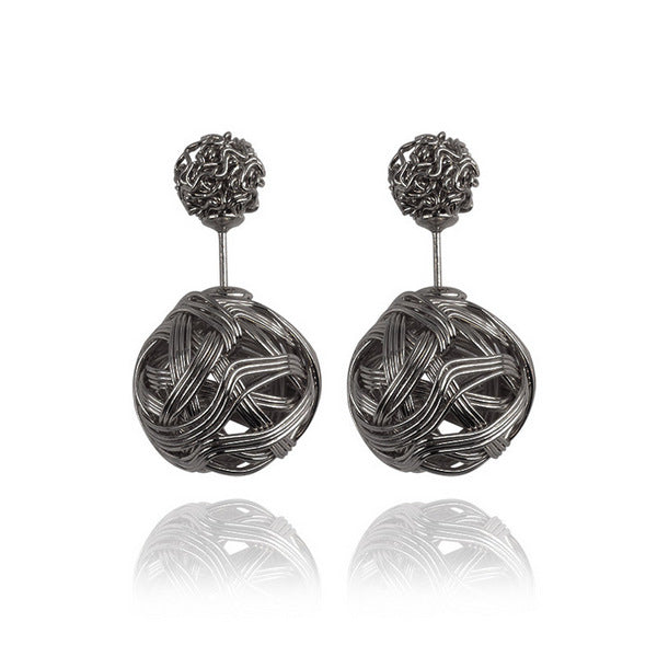 E032 Explosion models foreign trade earrings metal winding tangled irregular earrings