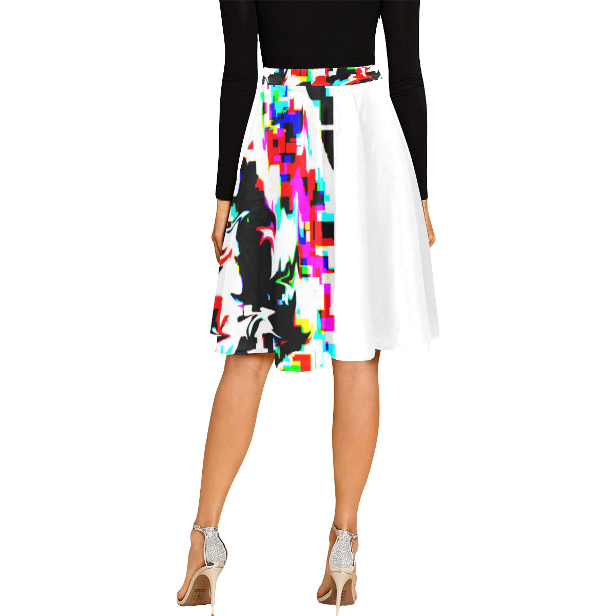 Kalent Zaiz Pleats Skirt Women's Midi Skirt (White) Designed by Kalent Zaiz