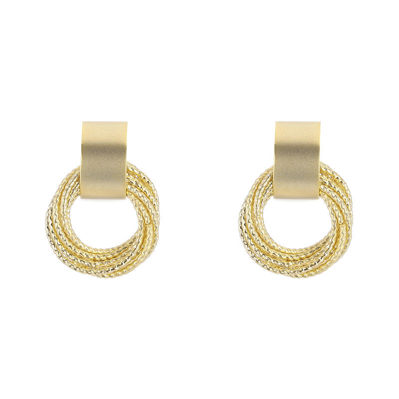 Ins cold wind metal circle geometric earrings female Korean ring winding earrings net red tide earrings F122