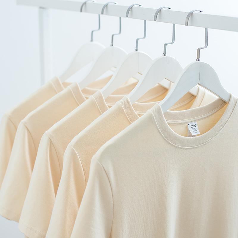 270g meter apricot 2020 cotton short sleeve T-shirt for men's spring and summer Korean men's wear