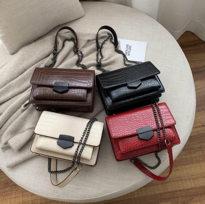 Vintage Crocodile Pattern Chain Women's Shoulder Crossbody Bags Fashion Ladies Messenger Bag