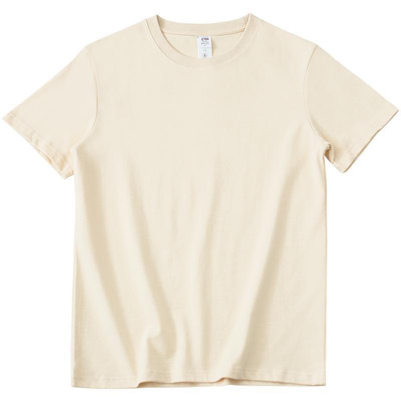 270g meter apricot 2020 cotton short sleeve T-shirt for men's spring and summer Korean men's wear