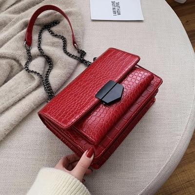 Vintage Crocodile Pattern Chain Women's Shoulder Crossbody Bags Fashion Ladies Messenger Bag