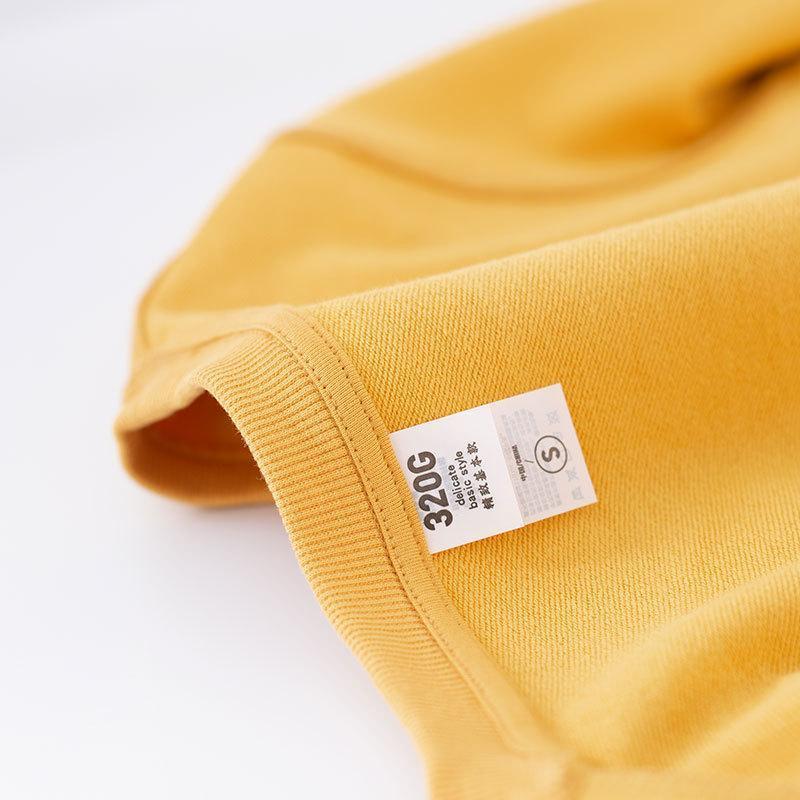Egg yellow 320G solid round neck couple's top men's long sleeve sweater