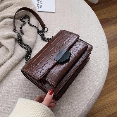 Vintage Crocodile Pattern Chain Women's Shoulder Crossbody Bags Fashion Ladies Messenger Bag