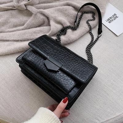 Vintage Crocodile Pattern Chain Women's Shoulder Crossbody Bags Fashion Ladies Messenger Bag