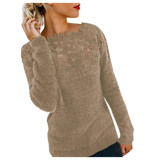 Pullovers Female Long Sleeve Winter Jumper Slim Casual Tops Warm Knitwear