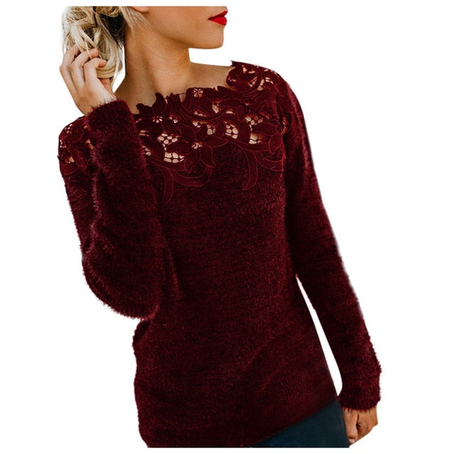 Pullovers Female Long Sleeve Winter Jumper Slim Casual Tops Warm Knitwear