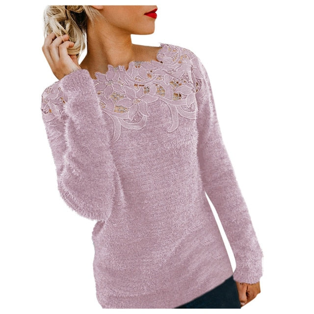 Pullovers Female Long Sleeve Winter Jumper Slim Casual Tops Warm Knitwear