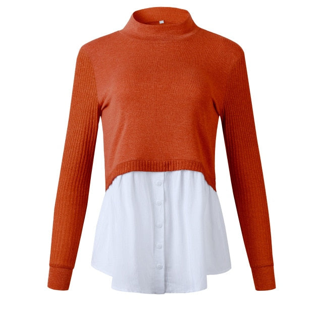 Autumn Winter Black Knitted Women Turtleneck Sweater 2020 Patchwork Long Sleeve Button Pullover Women Jumper