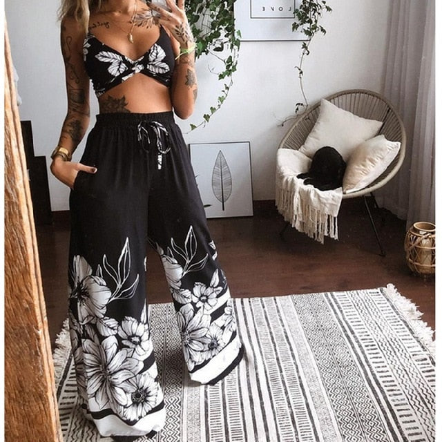 2 Pecs Suit Summer Tracksuit Sets Women's Outfits Boho Beach
