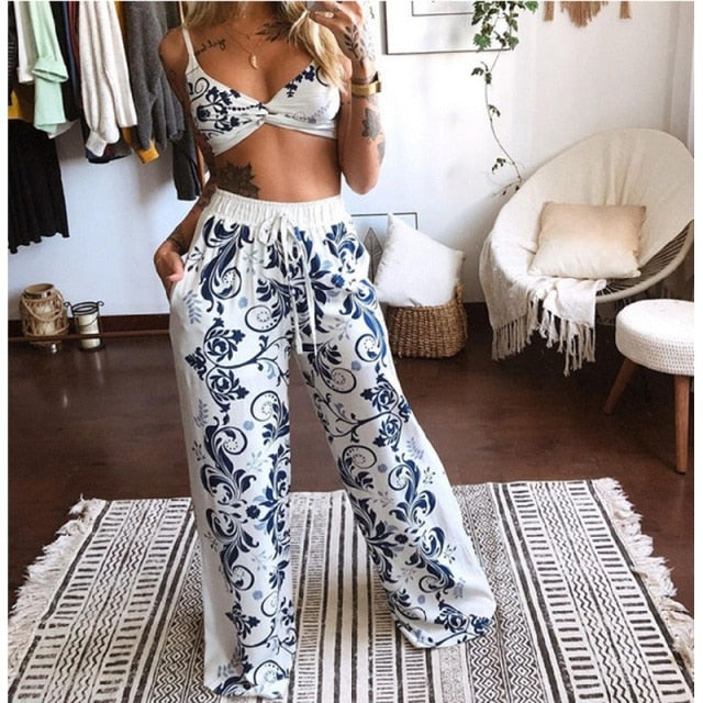 2 Pecs Suit Summer Tracksuit Sets Women's Outfits Boho Beach