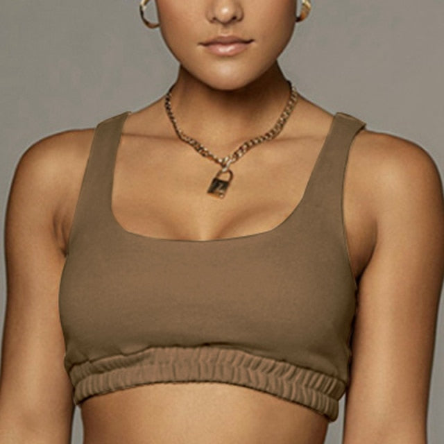 Casual Solid Sportswear Two Piece Sets Women 2021 Crop Top And Drawstring Shorts Matching Set Summer Athleisure Outfits