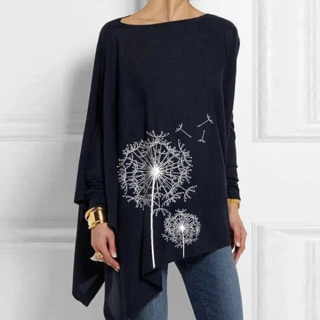 Women Fashion Tops Harajuku Shirt Aesthetic Clothes Ladies Long Sleeve Lrregular Shirts Graphic Tees Vintage Top Printed T-Shirt