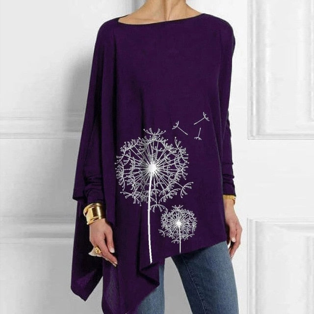 Women Fashion Tops Harajuku Shirt Aesthetic Clothes Ladies Long Sleeve Lrregular Shirts Graphic Tees Vintage Top Printed T-Shirt