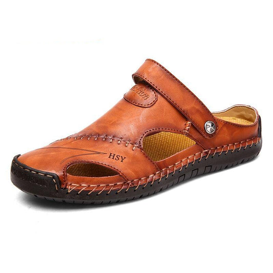 Summer Sandals Men Leather Classic Roman Sandals Slipper Outdoor Sneaker Beach Rubber Flip Flops Men Water Trekking Sandals