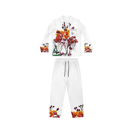 Kalent Zaiz "FLAMBOYANT" Women's Satin Pajamas ( White)