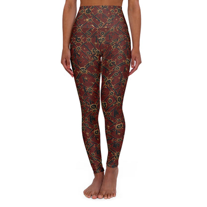 Kalent Zaiz Signature High-Waisted Yoga Leggings | Brown Luxe Monogram Print