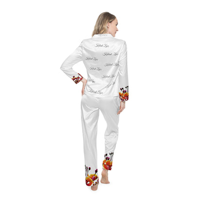 Kalent Zaiz "FLAMBOYANT" Women's Satin Pajamas ( White)