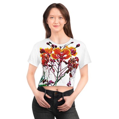 This personalized crop top has both comfort and style in spades. Add whimsical patterns, feel-good designs and create a unique AOP crop tee that’s perfect for everyday wear. Made 100% with silky soft polyester that is both lightweight and breath