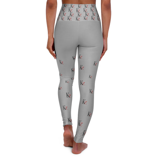 High Waisted  KZ monogram Leggings (Light Gray)) For an optimal fit, check out the KZ monogram Leggings. Crafted with stretchy fabric, these leggings feature a high-waisted and slim fit. Plus, the iconic Kalent Zaiz logo is featured around the waistband.