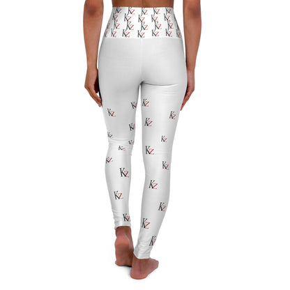 High Waisted  KZ monogram Leggings (white)) For an optimal fit, check out the KZ monogram Leggings. Crafted with stretchy fabric, these leggings feature a high-waisted and slim fit. Plus, the iconic Kalent Zaiz logo is featured around the waistband.
