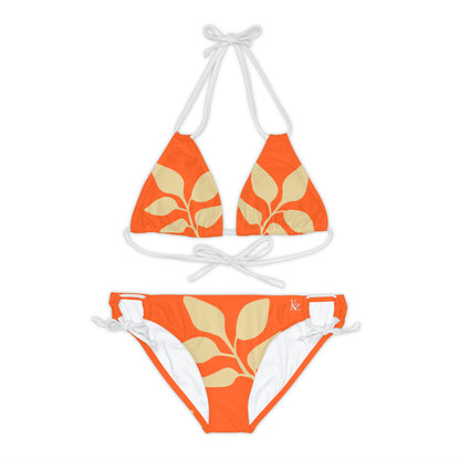 Orange Vintages Strappy Bikini Set Made with 4-way stretch Tricot (82% Microfiber, 18% Spandex), this strappy bikini set is the perfect companion to all summer escapades. With adjustable elastic straps for a perfect fit, this complete two-piece swimsuit to become an instant summer hit.   Shipping From USA To United States