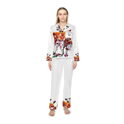 Kalent Zaiz "FLAMBOYANT" Women's Satin Pajamas ( White)