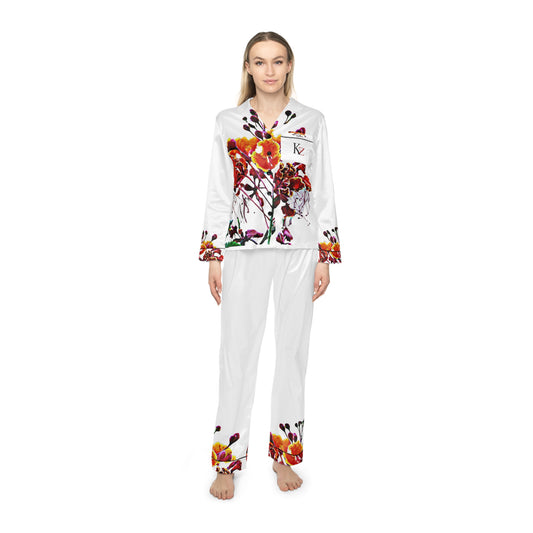 Kalent Zaiz "FLAMBOYANT" Women's Satin Pajamas ( White)