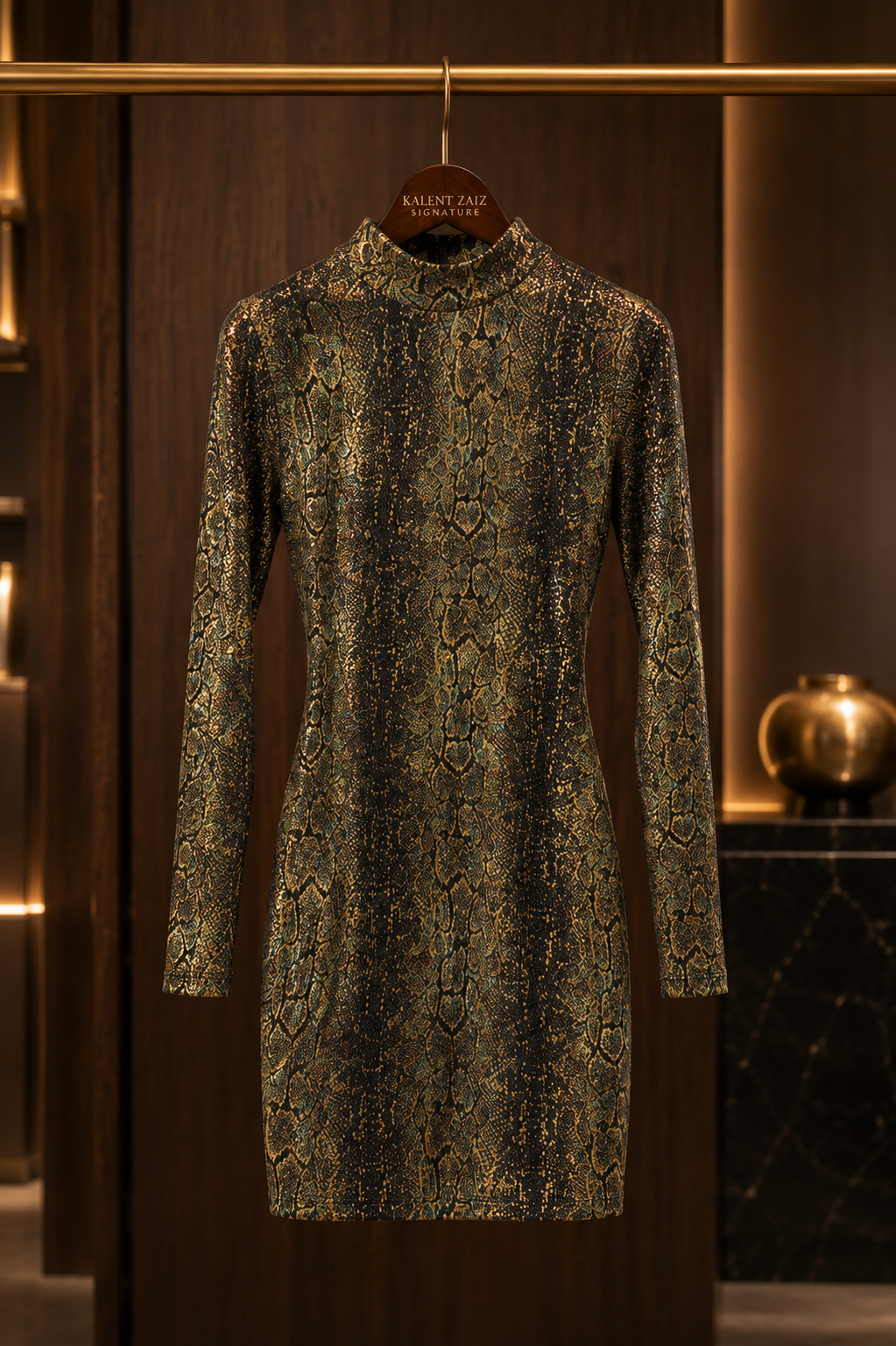 Kalent Zaiz Skinless Snake Long-Sleeve Dress