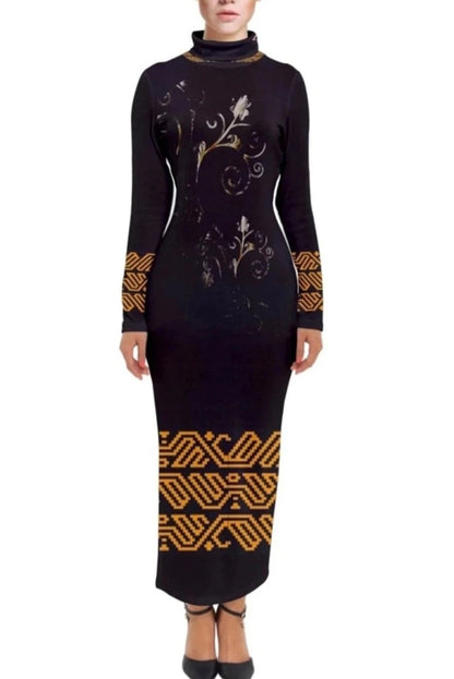 Kalent Zaiz Turtleneck Black Winter Dress